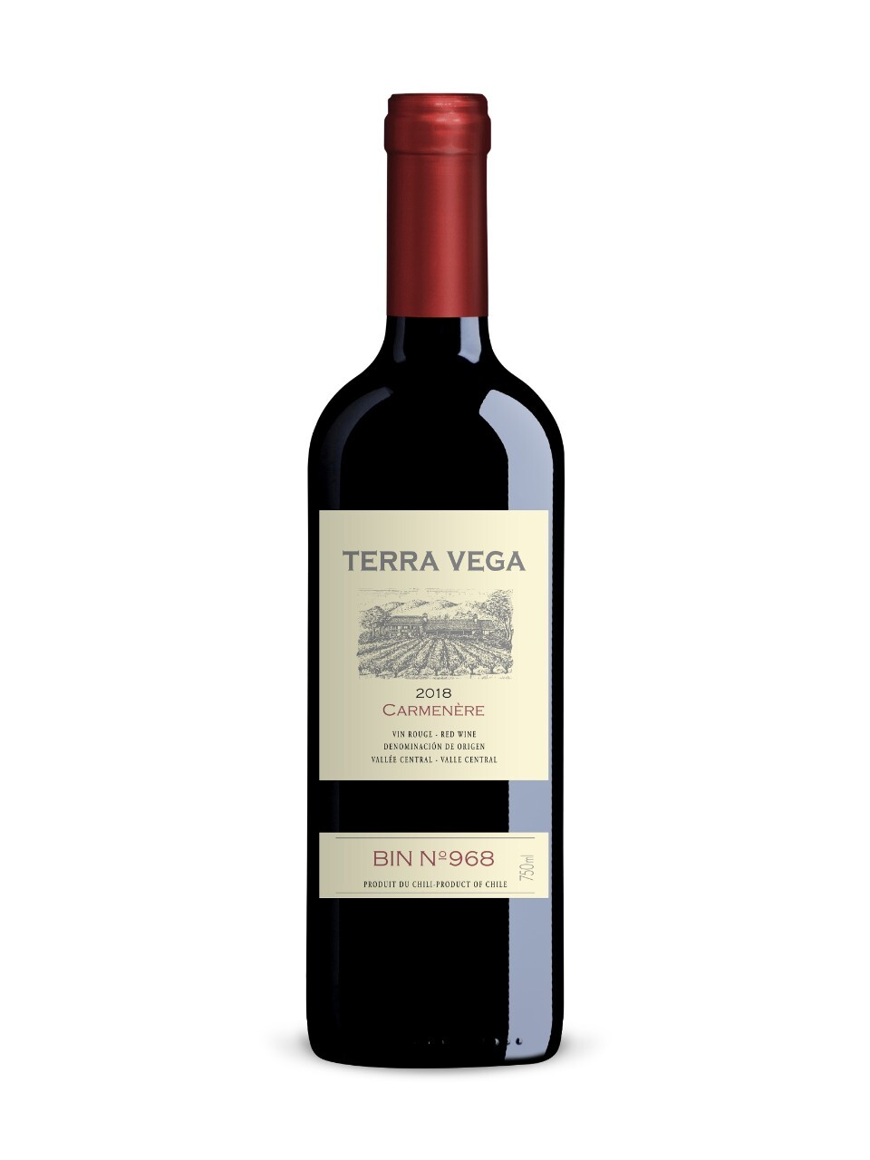 Terra Vega Carmenere kosher red wine bottle